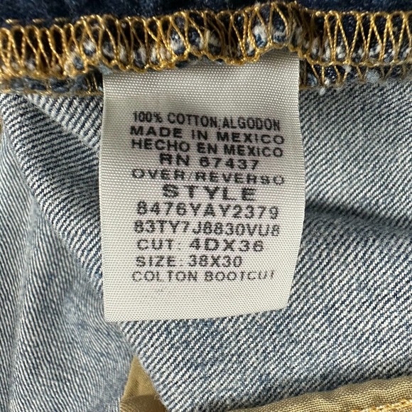 Ralph‎ Lauren Mens Size 38X30 Blue Bootcut Denim Jeans Mid Rise Straight Cotton - Picture 7 of 8